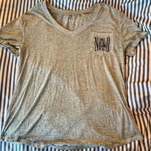 Awake Heather Gray Graphic Pocket V-Neck T-Shirt